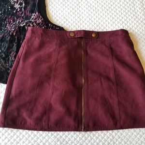 LA Hearts Faux Suede Burgandy Mini Skirt